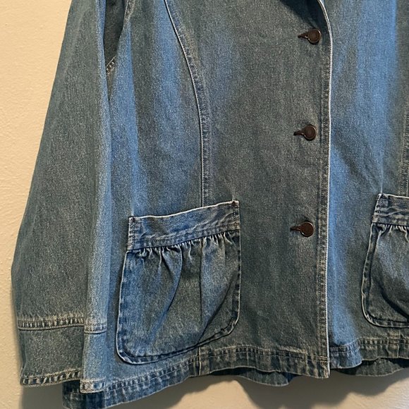 VINTAGE '90s Out of the Blue by J. Jill Boho Button-Up Denim Jean Jacket Size 3X - Picture 2 of 16